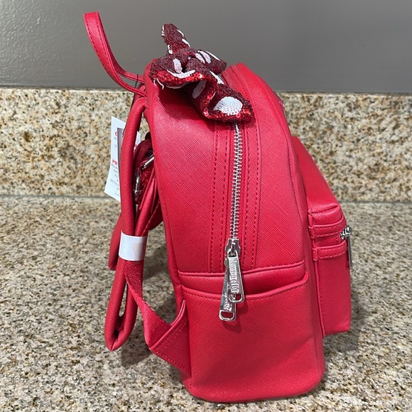 Disney Parks Loungefly Minnie Mouse Sequin Bow Mini Backpack - Picture 4 of 6